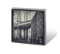 Spilla quadrata vintage con ponte di Manhattan, spilla in metallo, spilla da bavero, giacca, cappello, borsa, accessori, decorazione