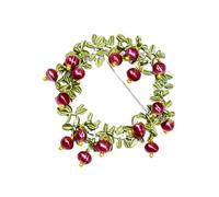 Spilla Retrò a Ramo di Cranberry con Pietra Naturale | Lega e Processo Baked Varnish, 1 Pezzo, per Matrimonio e Uso Quotidiano, Stile Naturale