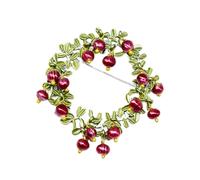 Spilla Retrò a Ramo di Mirtillo Rosso Perle Naturali | Lega e Perle, Finitura Anti-scolorimento, Stile Naturale, Adatta a Cerimonia Nuziale e Gala