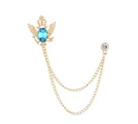 Spilla retrò con ali di uccello in cristallo e nappa for unisex | Accessori con risvolto a corona con doppia testa di falco