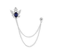 Spilla retrò con ali di uccello in cristallo e nappa for unisex | Accessori con risvolto a corona con doppia testa di falco