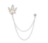 Spilla retrò con ali di uccello in cristallo e nappa for unisex | Accessori con risvolto a corona con doppia testa di falco