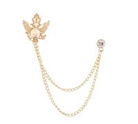 Spilla retrò con ali di uccello in cristallo e nappa for unisex | Accessori con risvolto a corona con doppia testa di falco