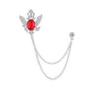 Spilla retrò con ali di uccello in cristallo e nappa for unisex | Accessori con risvolto a corona con doppia testa di falco