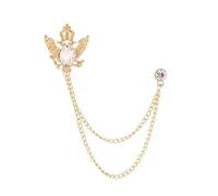 Spilla retrò con ali di uccello in cristallo e nappa for unisex | Accessori con risvolto a corona con doppia testa di falco
