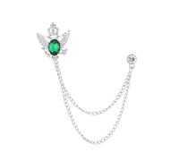 Spilla retrò con ali di uccello in cristallo e nappa for unisex | Accessori con risvolto a corona con doppia testa di falco