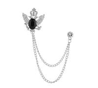 Spilla retrò con ali di uccello in cristallo e nappa for unisex | Accessori con risvolto a corona con doppia testa di falco