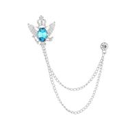 Spilla retrò con ali di uccello in cristallo e nappa for unisex | Accessori con risvolto a corona con doppia testa di falco