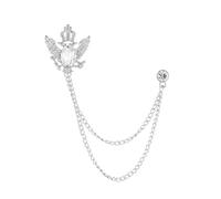 Spilla retrò con ali di uccello in cristallo e nappa for unisex | Accessori con risvolto a corona con doppia testa di falco