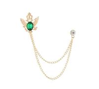 Spilla retrò con ali di uccello in cristallo e nappa for unisex | Accessori con risvolto a corona con doppia testa di falco