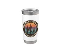 Spilla retrò con cactus al tramonto del Parco nazionale del Saguaro dell'Arizona Bicchiere termico in acciaio inox doppia parete
