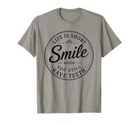 Spilla retrò con Scritta Life Is Short Smile While You Still Have Teeth Maglietta