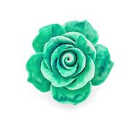 Bling Jewelry Spilla Romantica di Dichiarazione di Moda Verde Floreale in Fiore 3D Intagliato Grande Fiore di Rosa per Le Donne Adolescenti