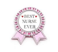 Spilla rosa con citazione "Best nurse ever", Medio, Metallo