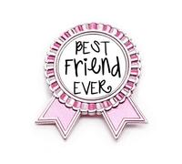 Spilla rosa con frase "Friendship" "Best Friend Ever", Medio, Metallo