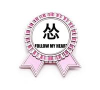 Spilla rosa con scritta "Joking Follow My Heart Afraid", Medio, Metallo