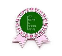 Spilla rosa con scritta "No News Good News" in stile Art Déco, Medio, Metallo