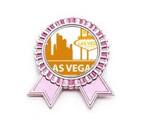 Spilla rosa con scritta "Welcome to Las Vegas Nevada America", Medio, Metallo