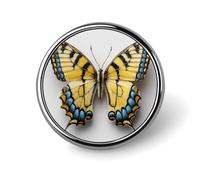 Spilla rotonda a farfalla gialla a coda di rondine carina per uomo donna moda distintivo collare pin abito giacca zaino accessori