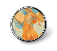 Spilla rotonda a forma di angelo che tiene in mano una spada, simpatico riccio, per uomo e donna, accessori in lega per abiti, spilla da cravatta leggera da 1 pollice