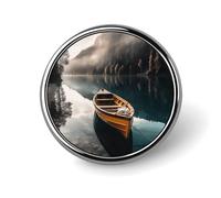 Spilla rotonda a forma di barca sul lago, spilla da bavero alla moda, spilla in metallo leggero, accessorio decorativo per costumi da uomo e donna