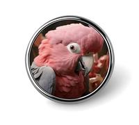 Spilla rotonda a forma di cacatua grigio dal petto rosa, spilla alla moda,borse, abiti, accessori, spilla da baver