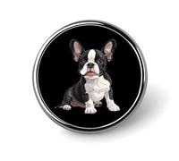 Spilla rotonda a forma di cane Boston Terrier, spilla da bavero, per cravatta, abiti, matrimoni, compleanni, per uomini e donne, Circular, Metallo