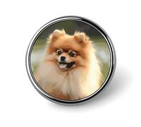 Spilla rotonda a forma di cane della Pomerania, graziosa spilla per cappelli, giacche, decorazione personalizzata, accessori per gioielli per matrimoni, regalo per feste