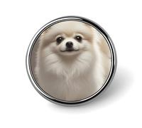 Spilla rotonda a forma di cane della Pomerania, simpatica, smaltata, spilla da bavero, decorazione per abbigliamento, unisex, porta badge, cappelli, borse, camicie