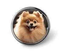 Spilla rotonda a forma di cane della Pomerania, simpatica, smaltata, spilla da bavero, decorazione per abbigliamento, unisex, porta badge, cappelli, borse, camicie