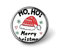 Spilla rotonda a forma di cappello di Babbo Natale, con scritta "Merry Christmas", colore rosso e bianco, per uomo e donna, alla moda, accessorio per colletto, giacca, zaino