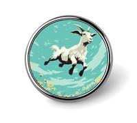 Spilla rotonda a forma di capra Frolic, graziosa spilla smaltata, spilla da bavero personalizzata, decorazione per abbigliamento, unisex, porta badge, cappelli, borse, camicie, decorazione