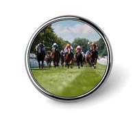 Spilla rotonda a forma di cavallo da corsa, spilla da bavero, cravatta, abito, accessori per uomo e donna, matrimonio, compleanno