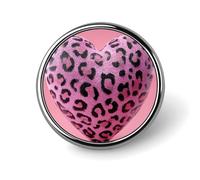 Spilla rotonda a forma di cuore 3D con stampa leopardata rosa per uomo donna moda distintivo collare pin vestito giacca zaino accessori