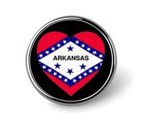 Spilla rotonda a forma di cuore con bandiera dell'Arkansas, spilla commemorativa in metallo, spilla da bavero, spilla da cravatta, kit per cappelli, camicie, vestiti, borse, decorazioni