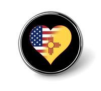 Spilla rotonda a forma di cuore con bandiera dello Stato del New Mexico degli Stati Uniti, spilla da bavero, cravatta, abiti, accessori per matrimoni, compleanni, per uomini e donne