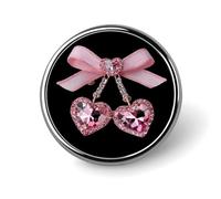 Spilla rotonda a forma di cuore con fiocco di diamanti e nastro di cristallo rosa per uomo e donna, accessorio alla moda per colletto, giacca, zaino.