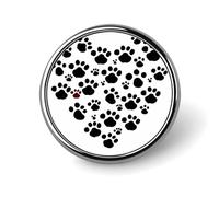 Spilla rotonda a forma di cuore con impronta di di cane, in lega di alluminio, spilla da bavero personalizzata con bordi lisci, accessorio moda per camicie e giacche.