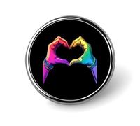 Spilla rotonda a forma di cuore con mani arcobaleno per zaini, giacche, cappelli, decorazione