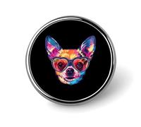 Spilla rotonda a forma di cuore con occhiali da sole, cane Chihuahua, spilla carina, spilla decorativa, gioielli per uomo e donna, spille in metallo