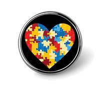 Spilla rotonda a forma di cuore con puzzle sull'autismo, spilla commemorativa in metallo, spilla da bavero, spilla da cravatta, kit per cappelli, camicie, vestiti, borse, decorazioni