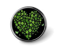 Spilla rotonda a forma di cuore con trifogli verdi con scintille per uomo donna moda distintivo collare pin vestito giacca zaino accessori