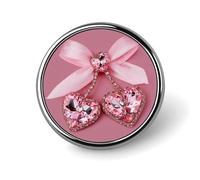 Spilla rotonda a forma di cuore rosa con diamanti e cristalli, nastro e fiocco, per uomo e donna, accessorio alla moda per colletto, giacca, zaino e altri abiti.