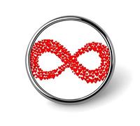 Spilla rotonda a forma di cuore rosso con simbolo dell'infinito per uomini e donne alla moda distintivo collare pin vestito giacca zaino accessori