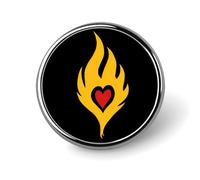 Spilla rotonda a forma di cuore tra le fiamme, spilla da bavero per cravatta, abiti, accessori per matrimoni, compleanni, per uomini e donne