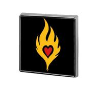 Spilla rotonda a forma di cuore tra le fiamme, spilla da bavero per cravatta, abiti, accessori per matrimoni, compleanni, per uomini e donne