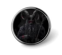Spilla rotonda a forma di diavolo Krampus, stemma smaltato da bavero, gioiello decorativo per zaino e cappello.