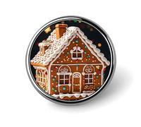 Spilla rotonda a forma di dolce casa di pan di, graziosa rana, per uomo e donna, accessori in lega per abiti, spilla da cravatta leggera da 1 pollice