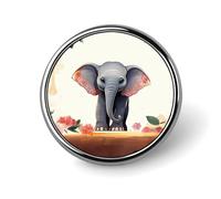 Spilla rotonda a forma di elefante portafortuna, spilla da bavero in lega di alluminio, spilla leggera alla moda, accessorio decorativo per costumi da uomo e donna
