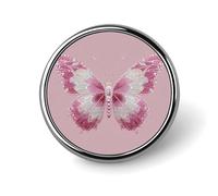 Spilla rotonda a forma di farfalla rosa e bianca con diamanti per uomo e donna, accessorio alla moda per colletto, giacca, zaino.